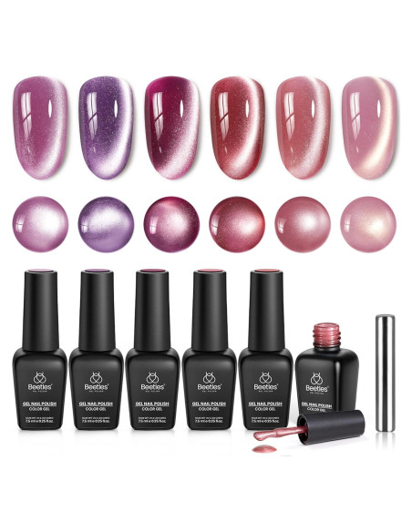 Set de Esmalte de Uñas Gel Cat Eye Beetles - 6 Colores Rosa Set de Esmalte de Uñas Gel Cat Eye Beetles - 6 Colores Rosa