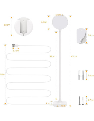Luz de Lectura LED Montada en Pared ENUOTEK, 4 Niveles Brillo, 3 Colores
