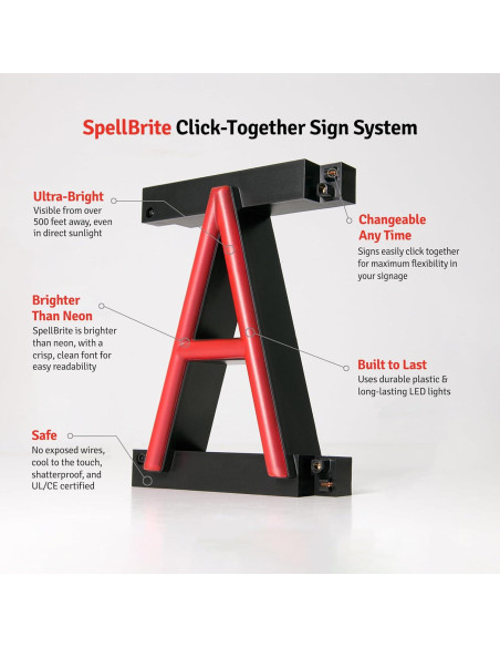 Cartel LED Personalizado SpellBrite 1 Carácter 16x3.8cm Cartel LED Personalizado SpellBrite 1 Carácter 16x3.8cm