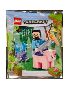 Minifigura LEGO Minecraft Steve con Zombie y Cerdo 2