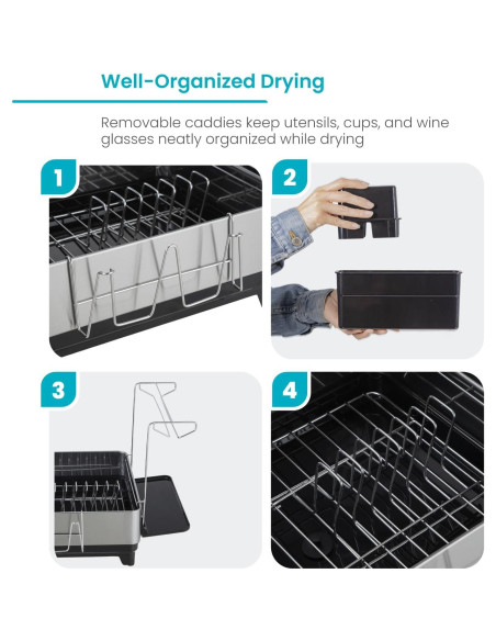 Soporte de Secado de Platos 1 Nivel Home Zone Living Acero Inoxidable Soporte de Secado de Platos 1 Nivel Home Zone Living Acero Inoxidable