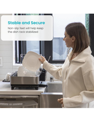 Soporte de Secado de Platos 1 Nivel Home Zone Living Acero Inoxidable