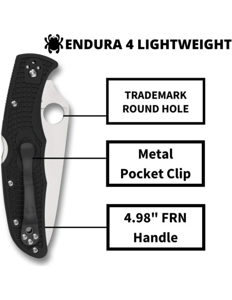 Cuchillo Plegable Spyderco Endura 4 Lightweight 9.65 cm Negro Cuchillo Plegable Spyderco Endura 4 Lightweight 9.65 cm Negro
