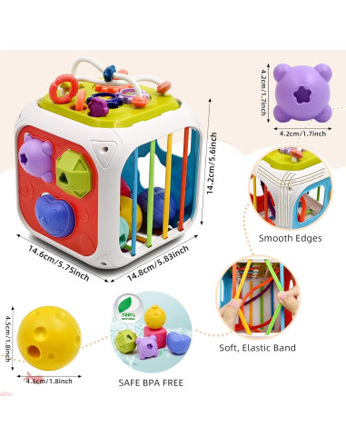 Cubo de Actividad Sensorial AiTuiTui 7 en 1 para Bebés 12-18 Meses