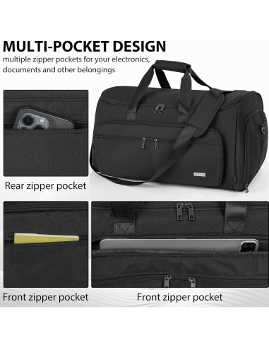 Bolsa de Ropa Convertible AKOZLIN 3 en 1 Negra para Viaje