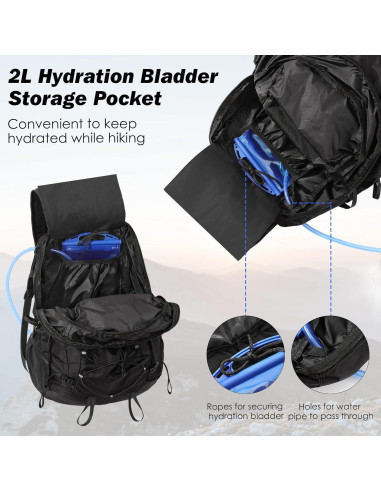 Mochila de Senderismo MoKo 40L Resistente al Desgarro Negra
