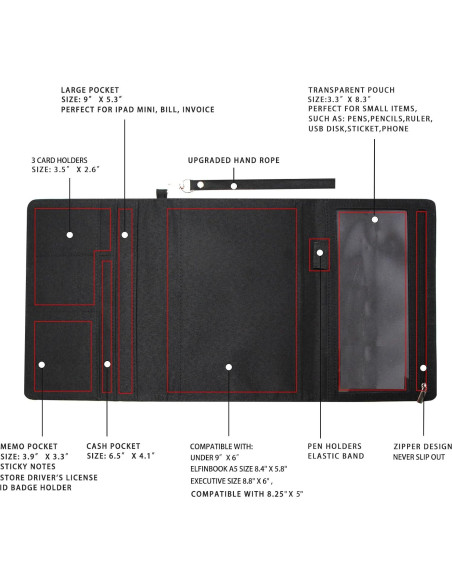 Funda Folio ANSSOW para Cuaderno A5 - Organizador Negro Funda Folio ANSSOW para Cuaderno A5 - Organizador Negro