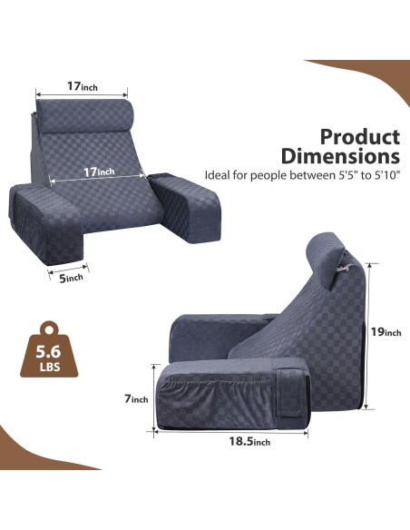 Cojín de Lectura Vekkia Ajustable con Brazos y Espuma 1.75m Cojín de Lectura Vekkia Ajustable con Brazos y Espuma 1.75m