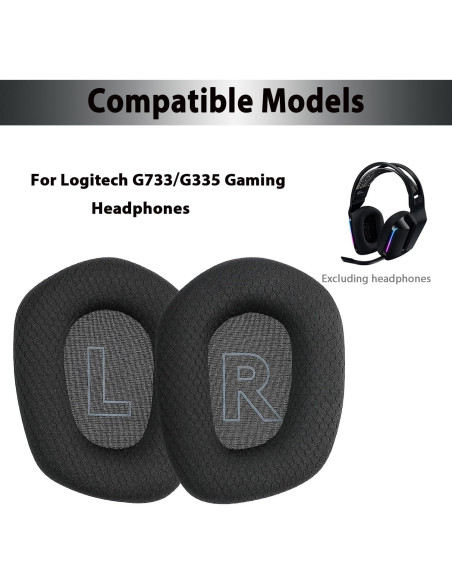 Almohadillas de Reemplazo Logitech G733 G535 G335 - Negro Almohadillas de Reemplazo Logitech G733 G535 G335 - Negro