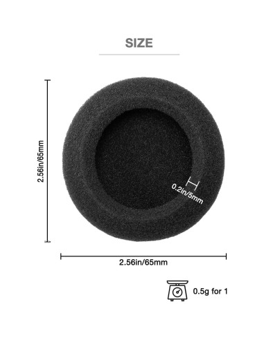 5 Pares Almohadillas de Espuma Voarmaks 65mm para Auriculares