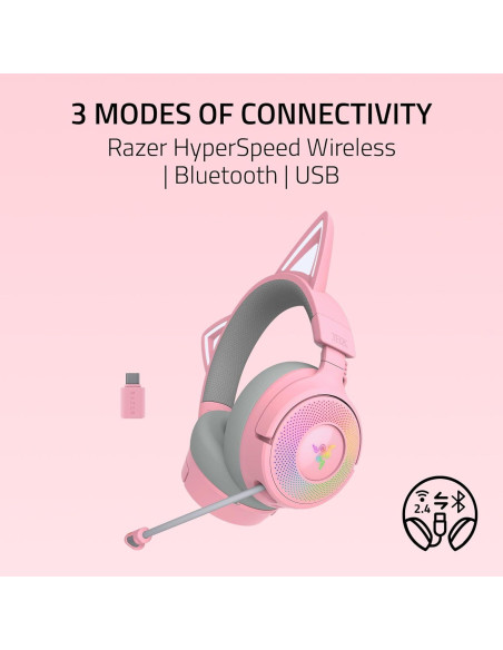 Auriculares Gaming Inalámbricos Razer Kraken Kitty V3 Pro Rosa Auriculares Gaming Inalámbricos Razer Kraken Kitty V3 Pro Rosa