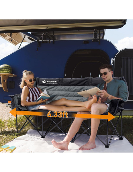 Silla de Camping Loveseat Huskfirm para 3 Personas 198x46cm Silla de Camping Loveseat Huskfirm para 3 Personas 198x46cm