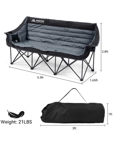 Silla de Camping Loveseat Huskfirm para 3 Personas 198x46cm