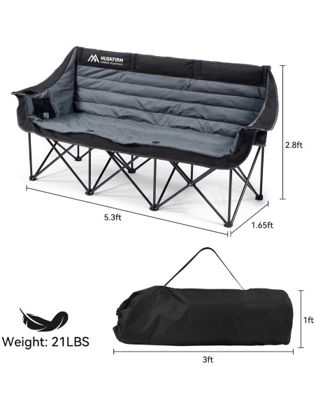 Silla de Camping Loveseat Huskfirm para 3 Personas 198x46cm Silla de Camping Loveseat Huskfirm para 3 Personas 198x46cm