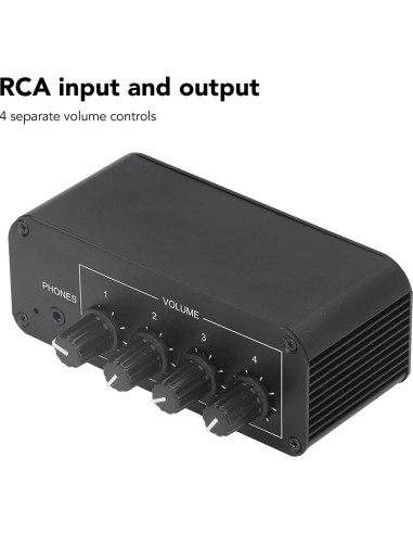 Mezclador de Sonido Estéreo 4 Canales ASHATA con Control de Volumen
