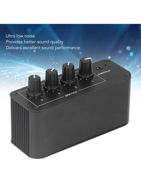 Mezclador de Sonido Estéreo 4 Canales ASHATA con Control de Volumen Mezclador de Sonido Estéreo 4 Canales ASHATA con Control de Volumen