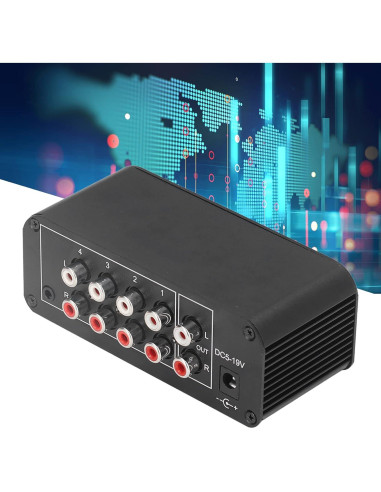 Mezclador de Sonido Estéreo 4 Canales ASHATA con Control de Volumen