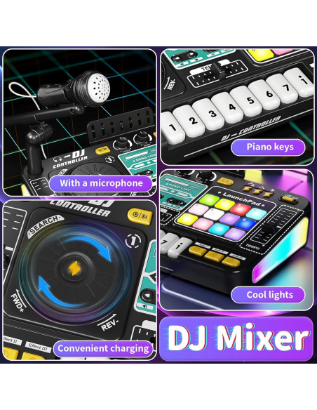 Conjunto de Juguete DJ LZZAPJ con Micrófono y Bluetooth - Negro Conjunto de Juguete DJ LZZAPJ con Micrófono y Bluetooth - Negro