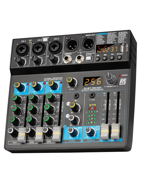Mezclador de Audio Profesional Depusheng 5 Canales USB Bluetooth Mezclador de Audio Profesional Depusheng 5 Canales USB Bluetooth