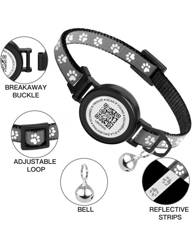 Collar para Gato Dgerp con Airtag y Reflectante, 17.78-30.48 cm