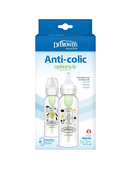 Biberón Estrecho Anti-Cólico Dr. Brown's 250 mL Paquete de 2 Biberón Estrecho Anti-Cólico Dr. Brown's 250 mL Paquete de 2