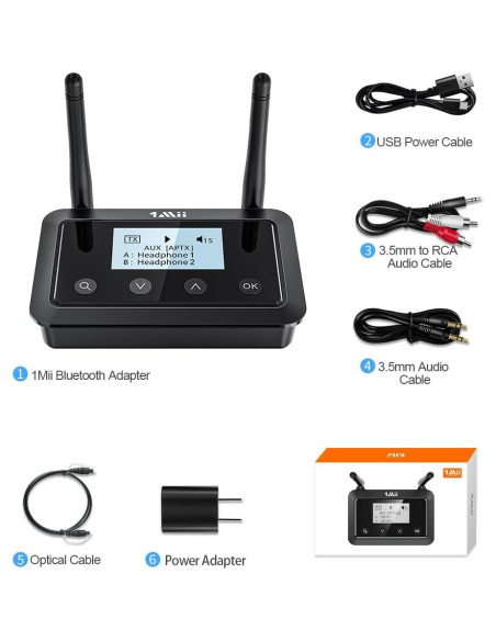 Transmisor Receptor Bluetooth 1Mii B03+ para TV y Estéreo Transmisor Receptor Bluetooth 1Mii B03+ para TV y Estéreo