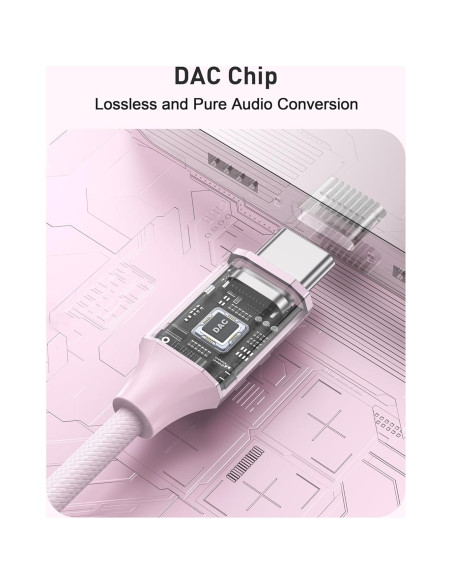 Adaptador USB-C a Jack 3.5mm BENFEI Rosa - Audio Hi-Fi Adaptador USB-C a Jack 3.5mm BENFEI Rosa - Audio Hi-Fi