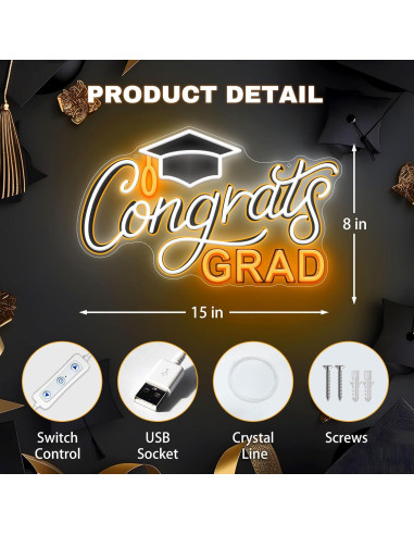 SELICOR Señal de Neón LED Graduación 38.1x20.3 cm Ajustable