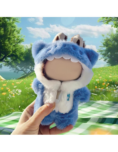 Conjunto Ropa de Muñeca 17cm Labubu Estilo Tiburón Azul