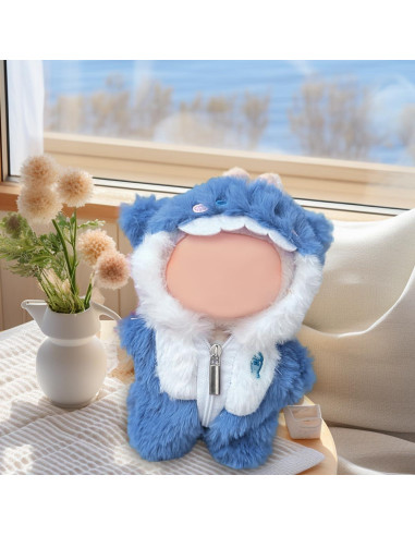 Conjunto Ropa de Muñeca 17cm Labubu Estilo Tiburón Azul
