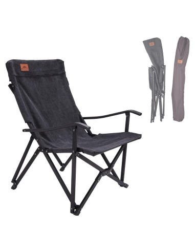 Silla de Camping Plegable CAMPINGMOON de Lona Algodón Negra