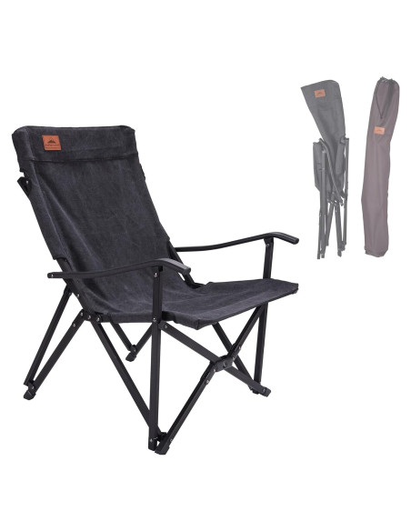 Silla de Camping Plegable CAMPINGMOON de Lona Algodón Negra Silla de Camping Plegable CAMPINGMOON de Lona Algodón Negra