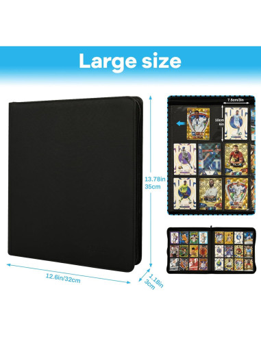 Carpeta de Cartas SKYHJK Negra para 480 Cartas - 20 Páginas