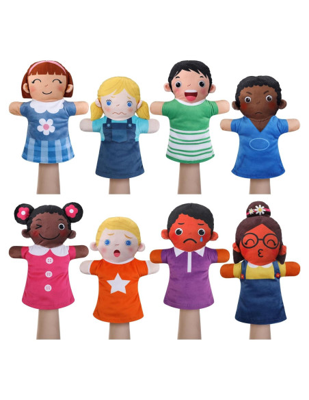 Conjunto de 8 Marionetas de Mano Poen Multiculturales 27x20 cm Conjunto de 8 Marionetas de Mano Poen Multiculturales 27x20 cm