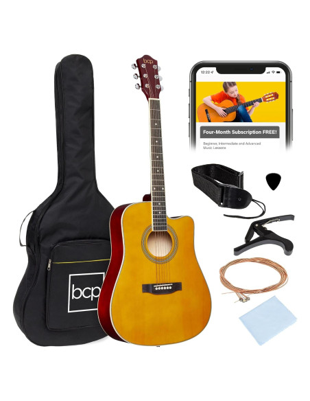 Guitarra Acústica Completa 41" Natural Envejecido con Accesorios Guitarra Acústica Completa 41" Natural Envejecido con Accesorios