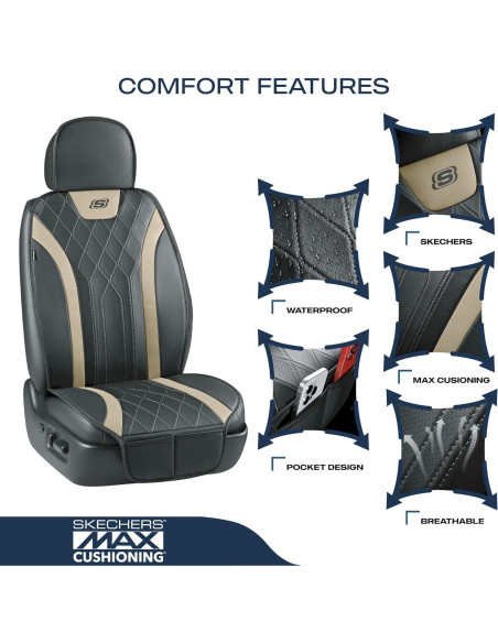 Fundas de Asiento de Coche Skechers Beige 2PCS Ajuste Universal Fundas de Asiento de Coche Skechers Beige 2PCS Ajuste Universal
