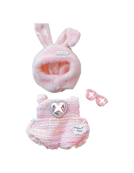 Conjunto de Ropa para Muñecas 17 cm Labubu Conejo Rosa 3 Piezas Conjunto de Ropa para Muñecas 17 cm Labubu Conejo Rosa 3 Piezas