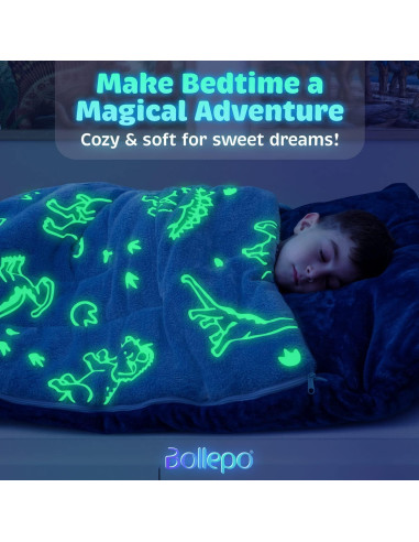 Saco de dormir Bollepo Dinosaurios que brillan 168x84 cm