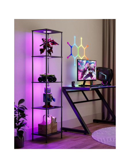 Estante de exhibición con luz RGBW PARTPHONER negro 165cm Estante de exhibición con luz RGBW PARTPHONER negro 165cm