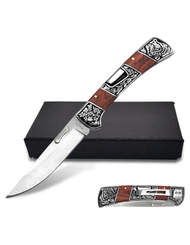 Cuchillo de bolsillo plegable FU-GLBY 22cm acero inoxidable madera roja