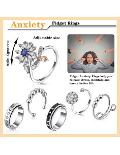 MTLEE 12 Anillos Antiestrés Giratorios y Sensoriales Unisex 2