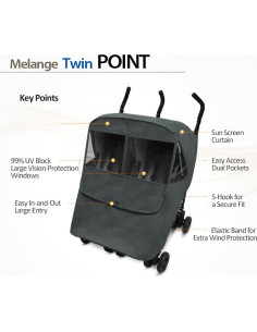 Cubierta para Cochecito Gemelar Manito Melange Twin - Repelente Agua 2