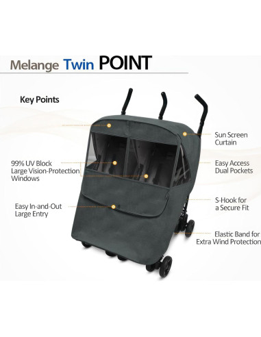 Cubierta para Cochecito Gemelar Manito Melange Twin - Repelente Agua