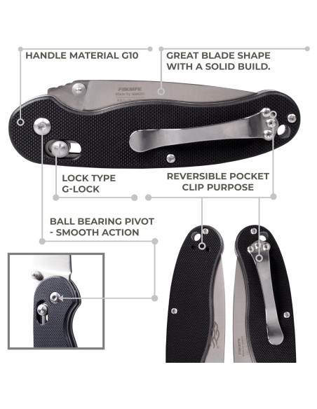 Cuchillo Plegable Ganzo Firebird FB727S-BK Acero Inoxidable 440C Cuchillo Plegable Ganzo Firebird FB727S-BK Acero Inoxidable 440C