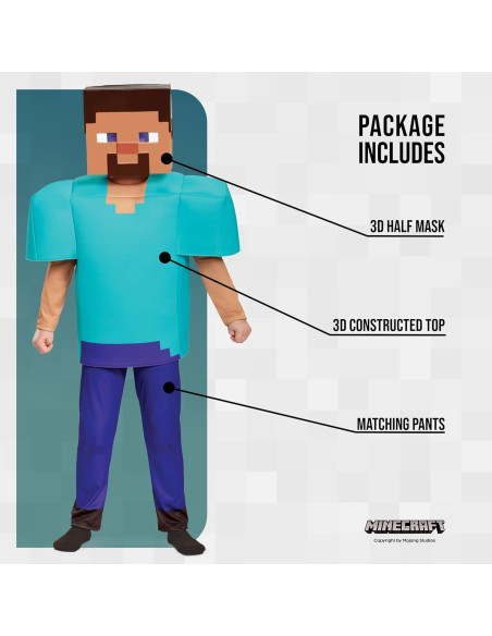 Disfraz Steve Deluxe Minecraft para Niños Talla G (10-12 años) Disfraz Steve Deluxe Minecraft para Niños Talla G (10-12 años)