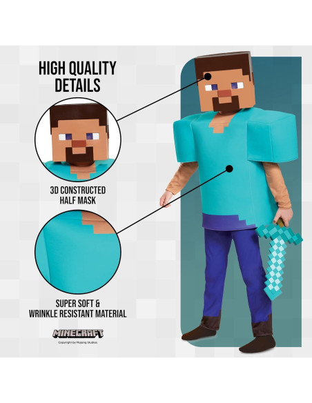 Disfraz Steve Deluxe Minecraft para Niños Talla G (10-12 años) Disfraz Steve Deluxe Minecraft para Niños Talla G (10-12 años)