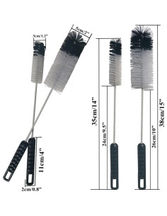 Cepillos para Botellas Coralpearl Juego de 2, Mango Largo Flexible 2