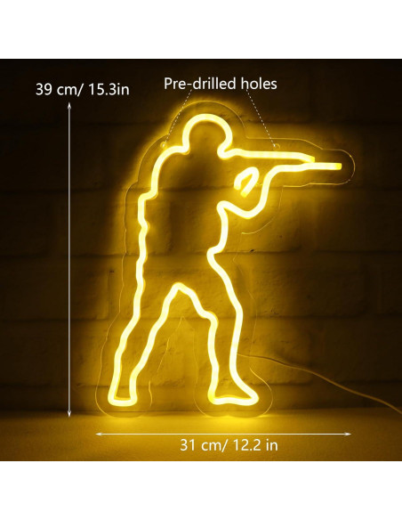 Luz de Neón LED Counter Strike WonderfulLife 31x39cm Luz de Neón LED Counter Strike WonderfulLife 31x39cm