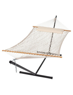 Hamaca Doble SUNCREAT con Soporte Incluido Beige 200x140 cm