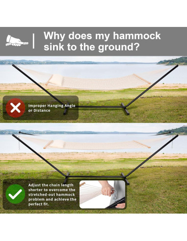 Hamaca Doble SUNCREAT con Soporte Incluido Beige 200x140 cm